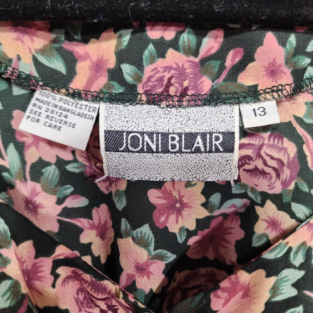 Joni Blair Womens Dress Floral Vintage Size 13 Emperor Waist 80's - Picture 4 of 10
